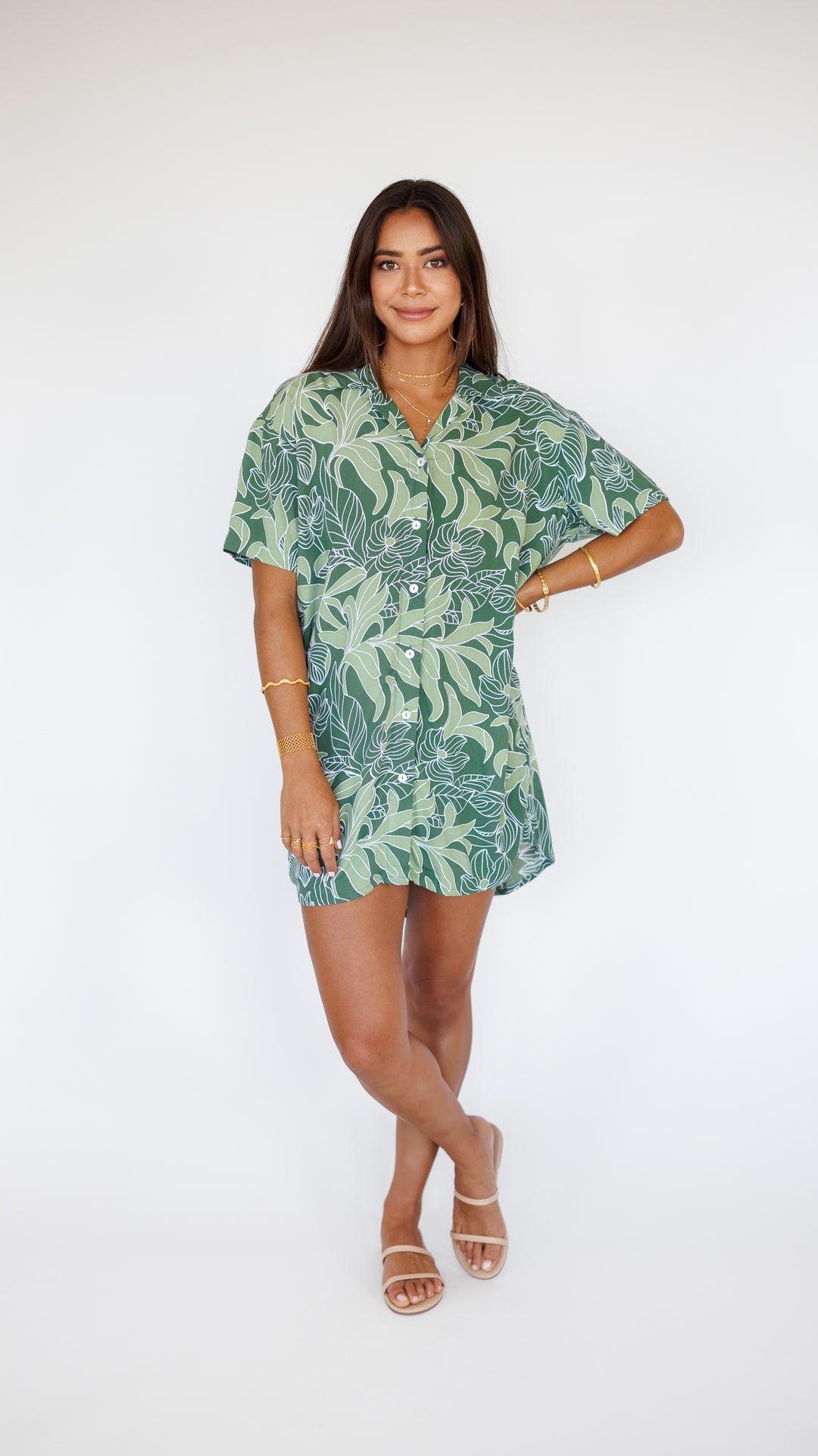 Maui Shirt Dress / Tropical Green