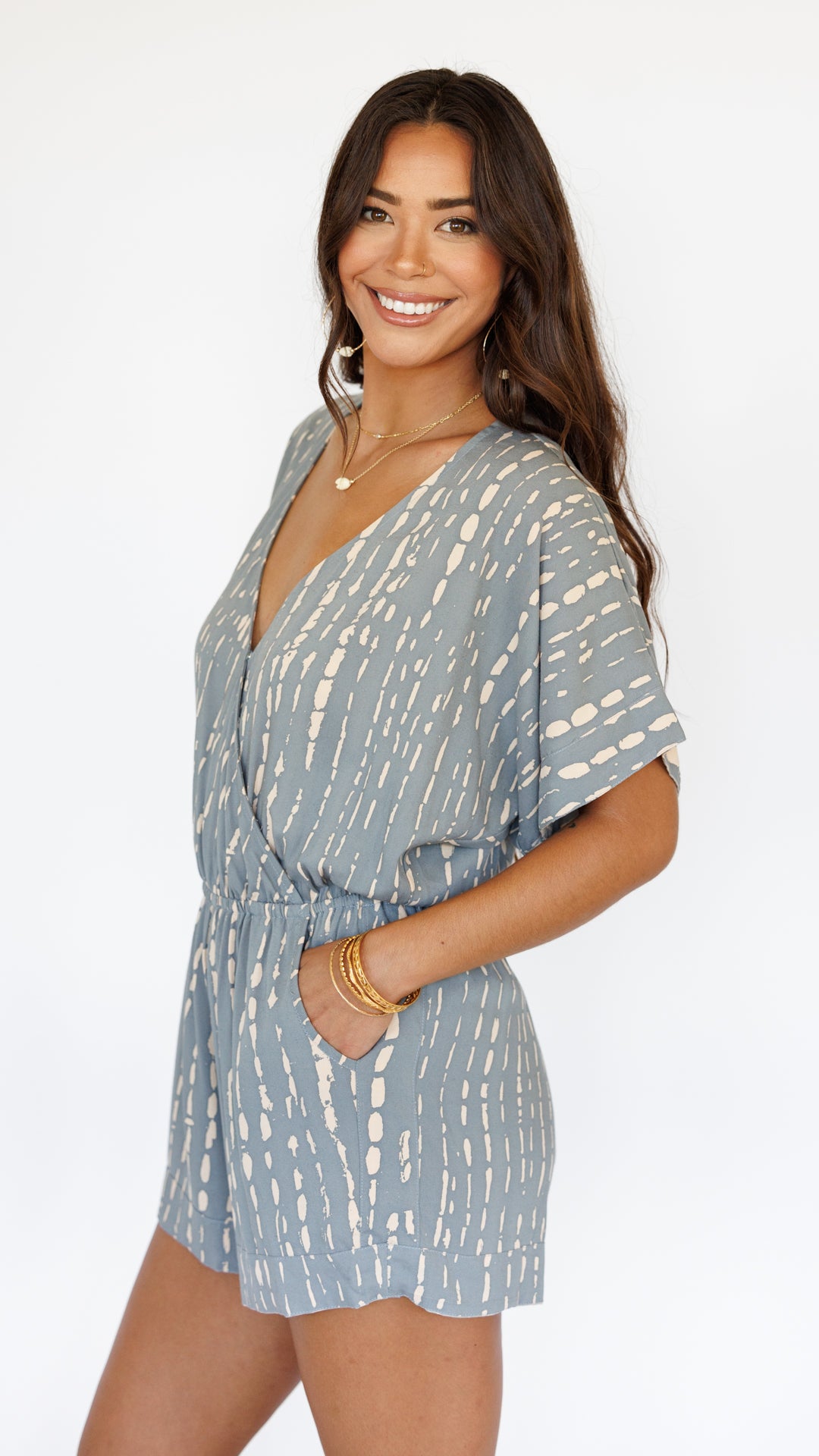 Wailea Romper / Current Grey