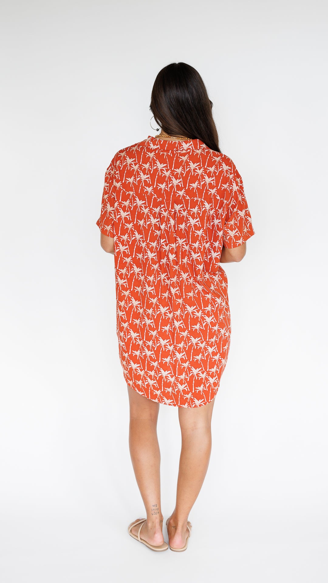 Maui Shirt Dress / Terracotta Palm