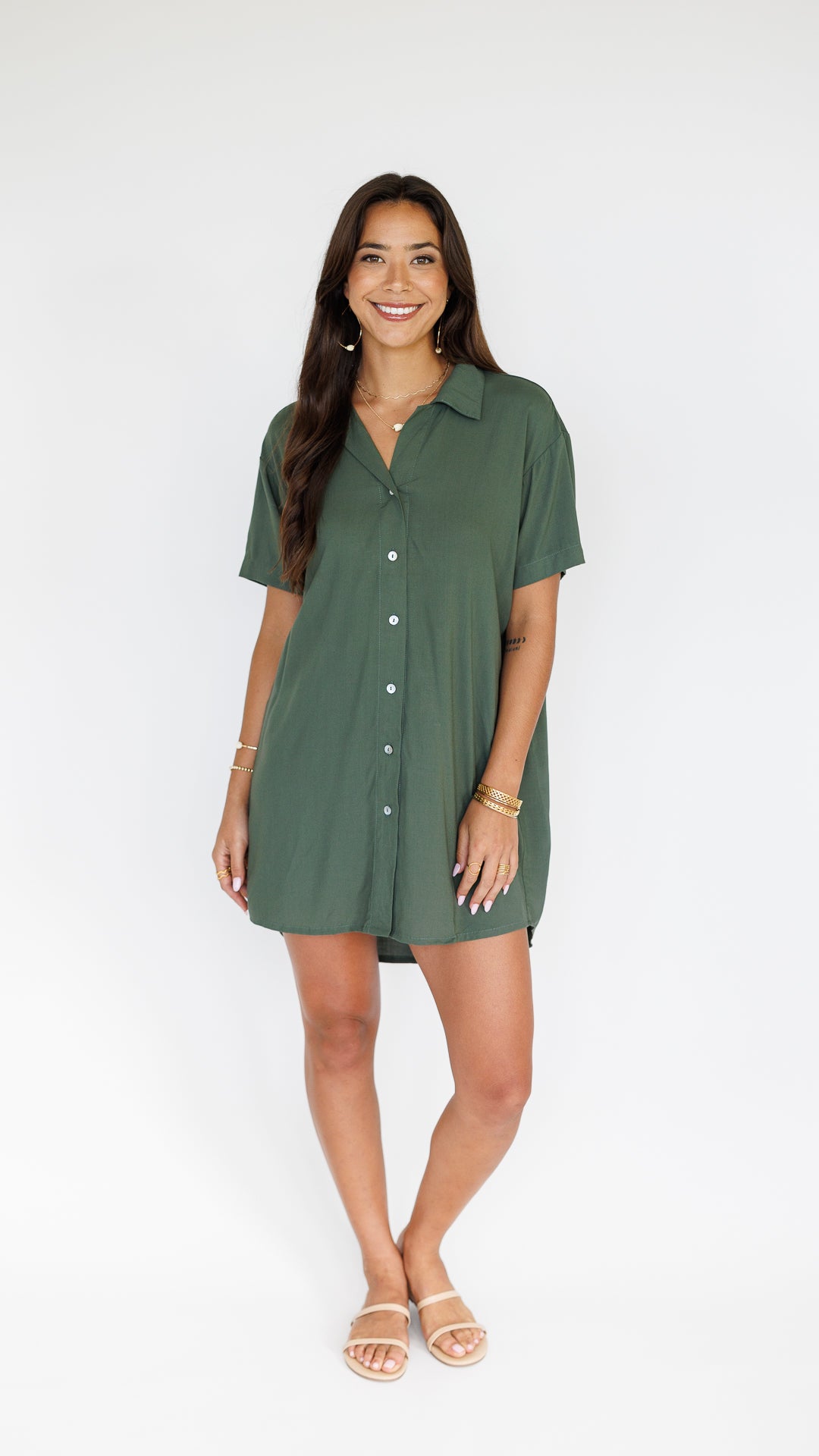 Maui Shirt Dress / Seaweed