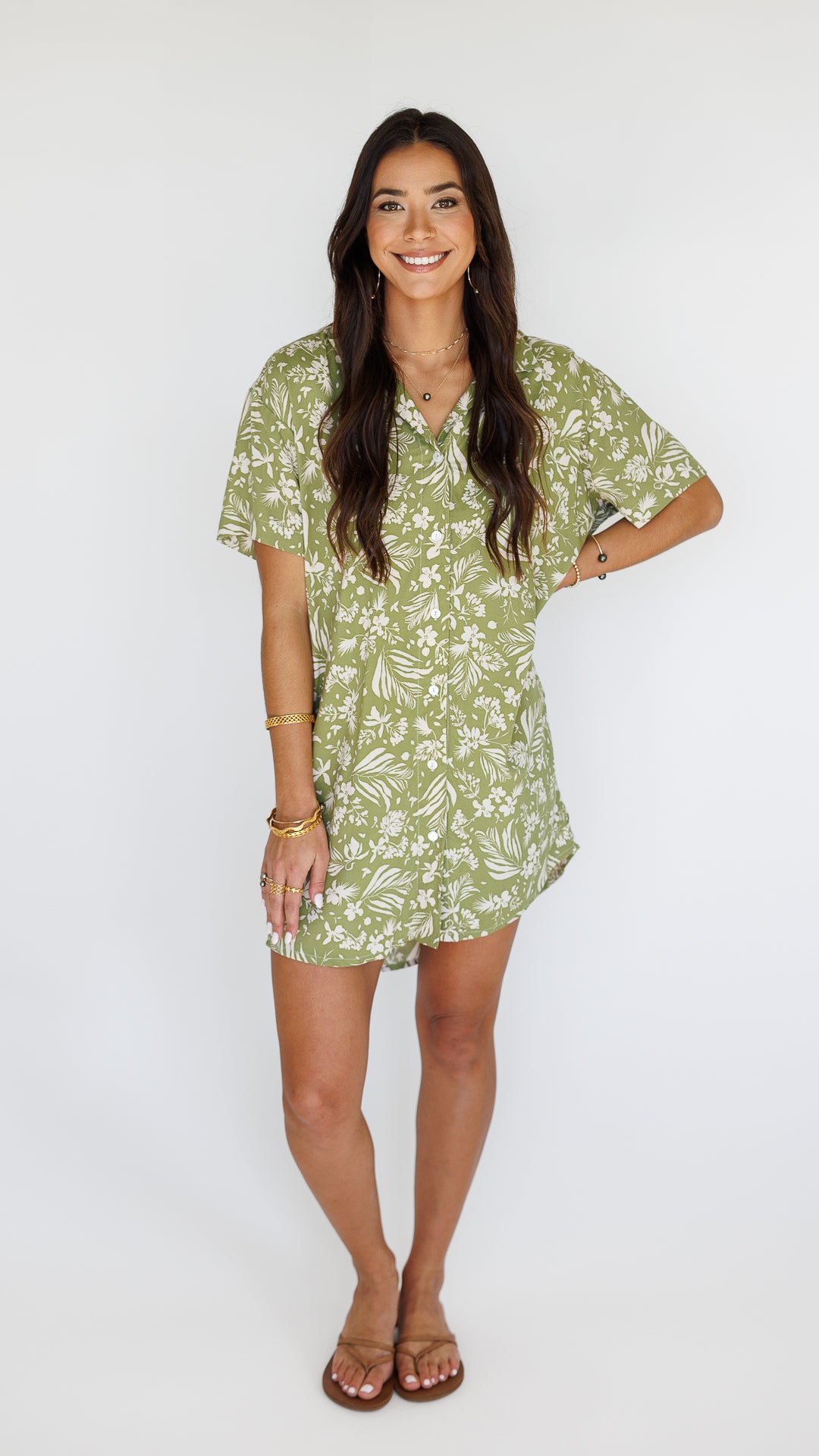 Maui Shirt Dress /  Hula Moss