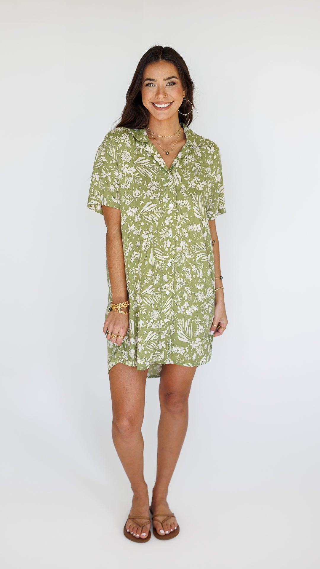 Maui Shirt Dress /  Hula Moss