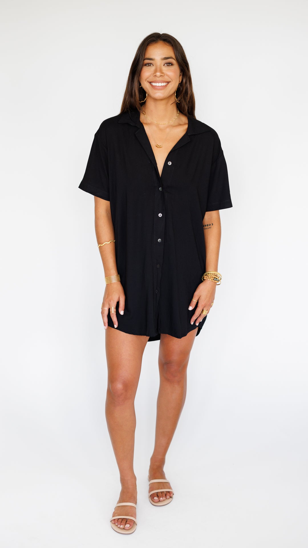 Maui Shirt Dress / Solid Black