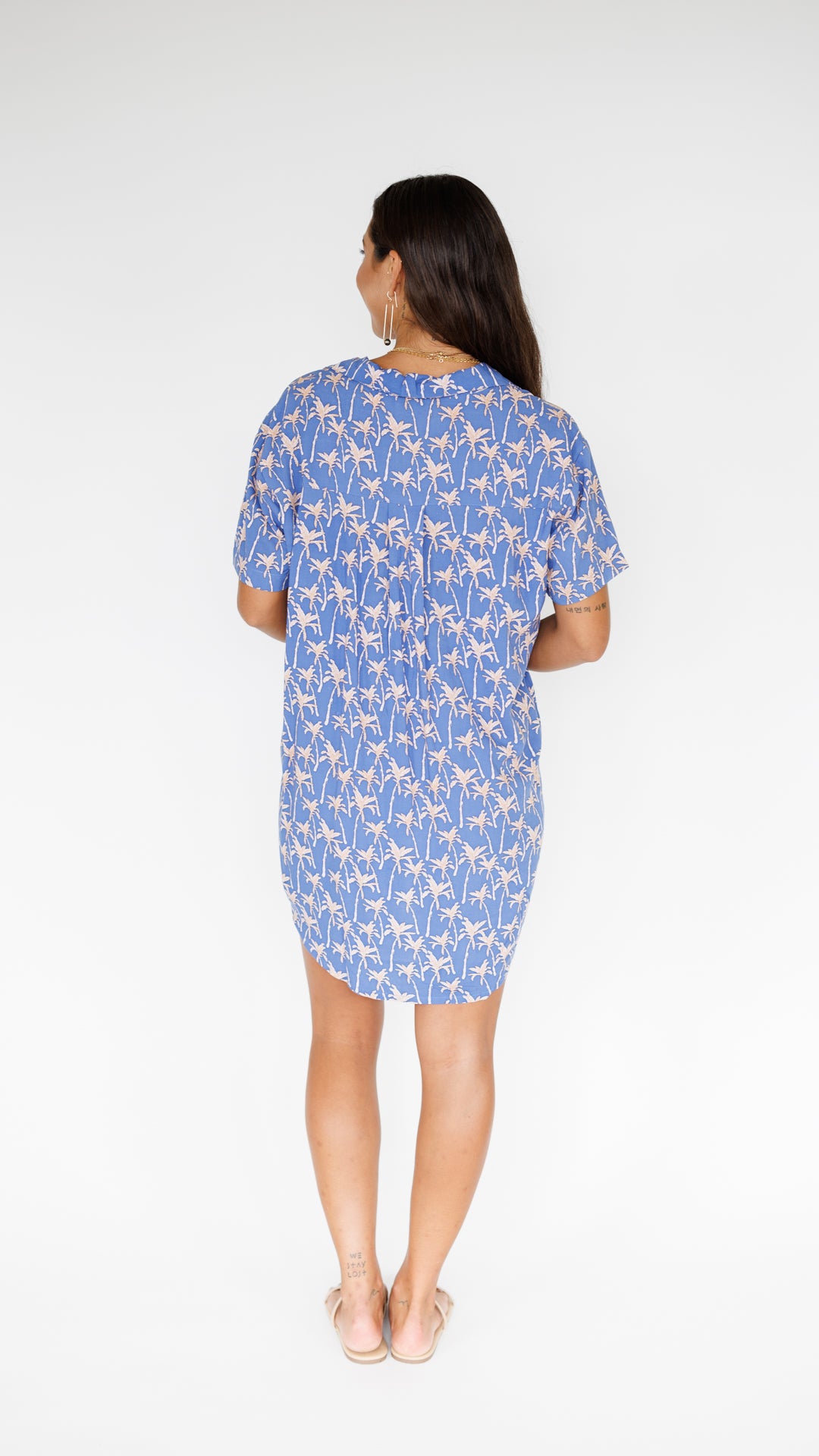 Maui Shirt Dress / Palm Indigo